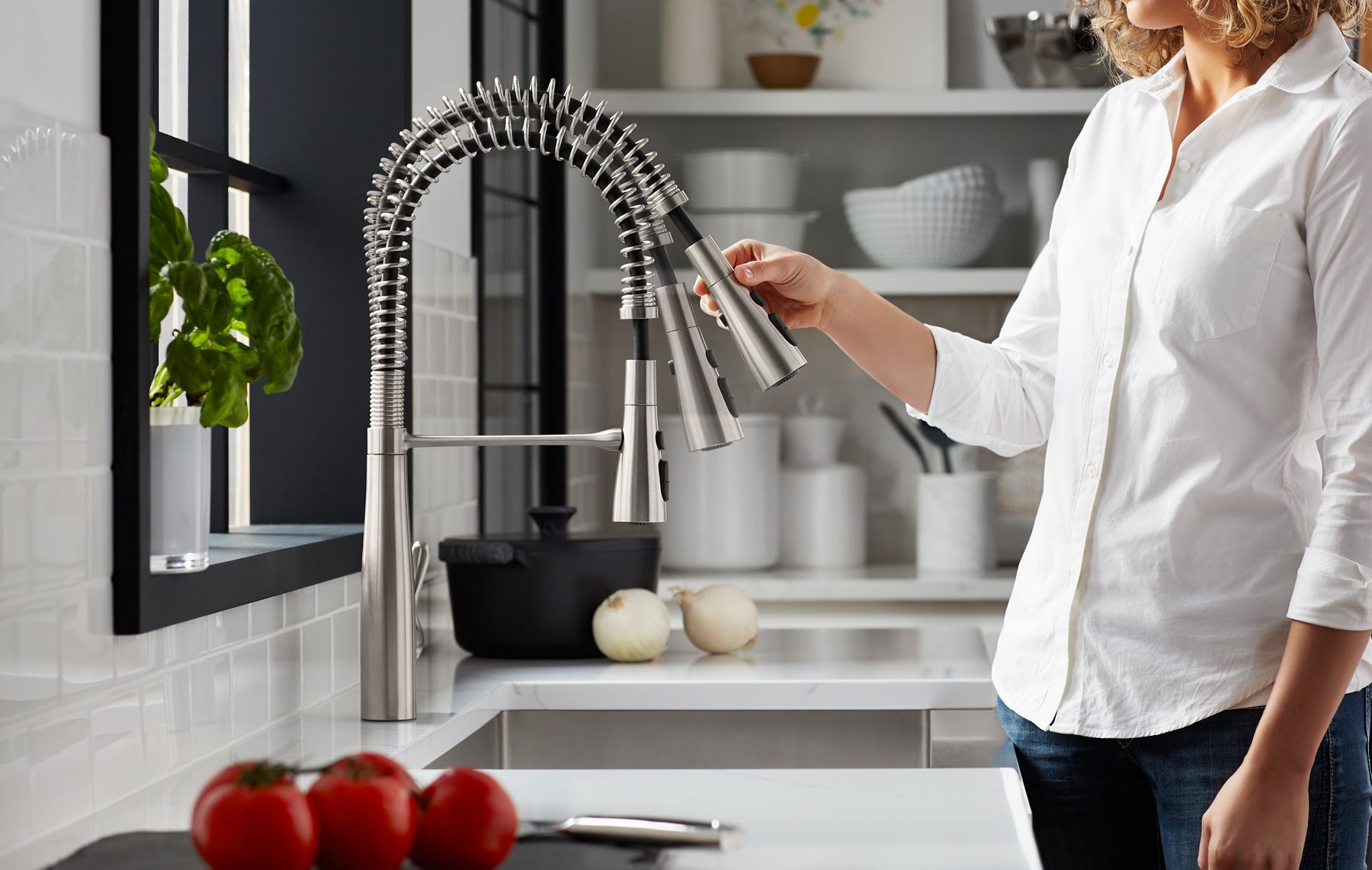 KOHLER K-22033-VS Simplice Semi-Professional Kitchen Sink Faucet With Three-Function Sprayhead - Vibrant Stainless