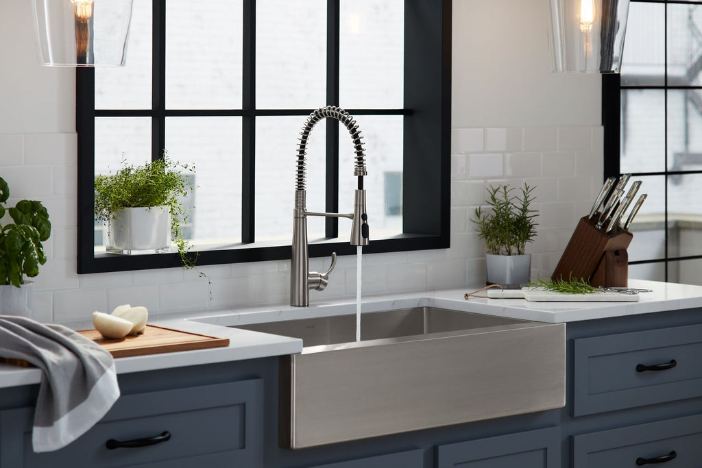 KOHLER K-22033-VS Simplice Semi-Professional Kitchen Sink Faucet With Three-Function Sprayhead - Vibrant Stainless