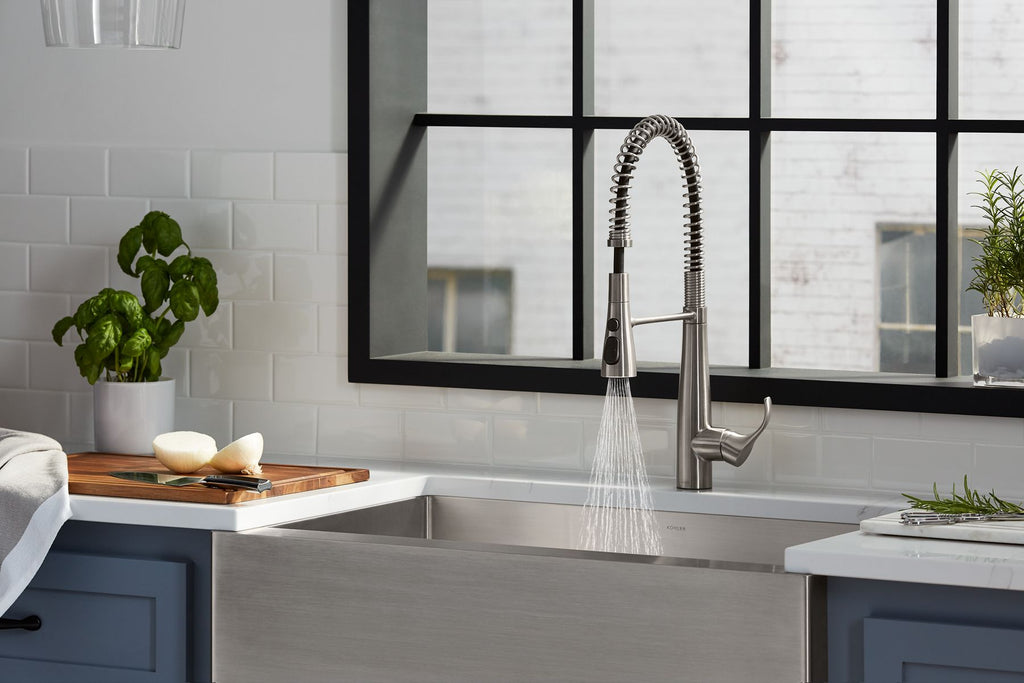 KOHLER K-22033-VS Simplice Semi-Professional Kitchen Sink Faucet With Three-Function Sprayhead - Vibrant Stainless