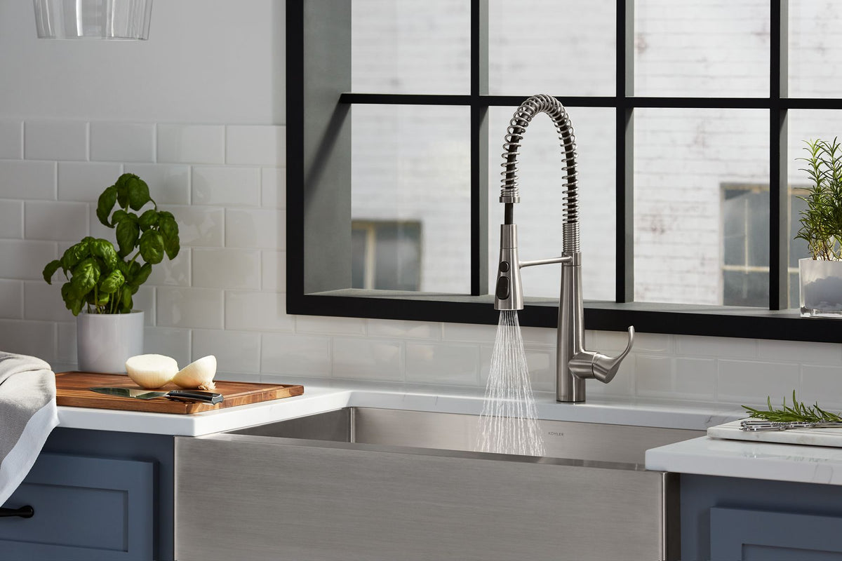 KOHLER K-22033-VS Simplice Semi-Professional Kitchen Sink Faucet With Three-Function Sprayhead - Vibrant Stainless