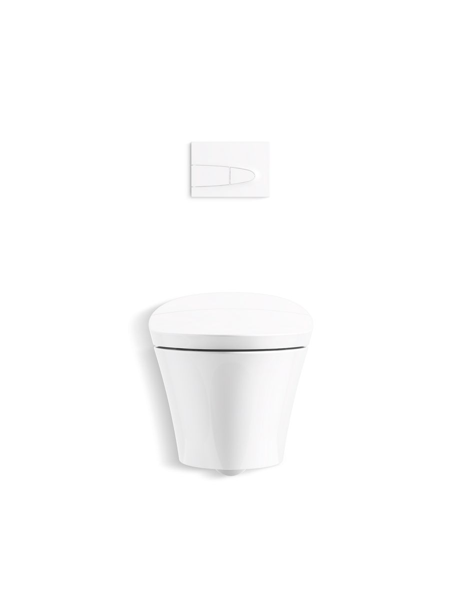 KOHLER K-76395-0 Veil Wall-Hung Compact Elongated Smart Toilet Bowl, Dual-Flush In White