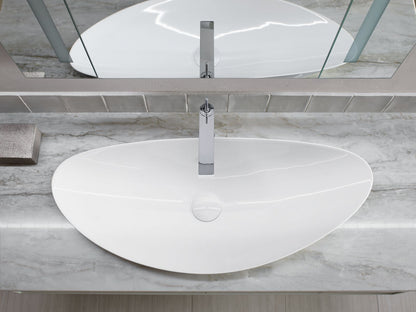 KOHLER K-20705-N-0 Veil 38-1/2" oval vessel bathroom sink, no overflow - White