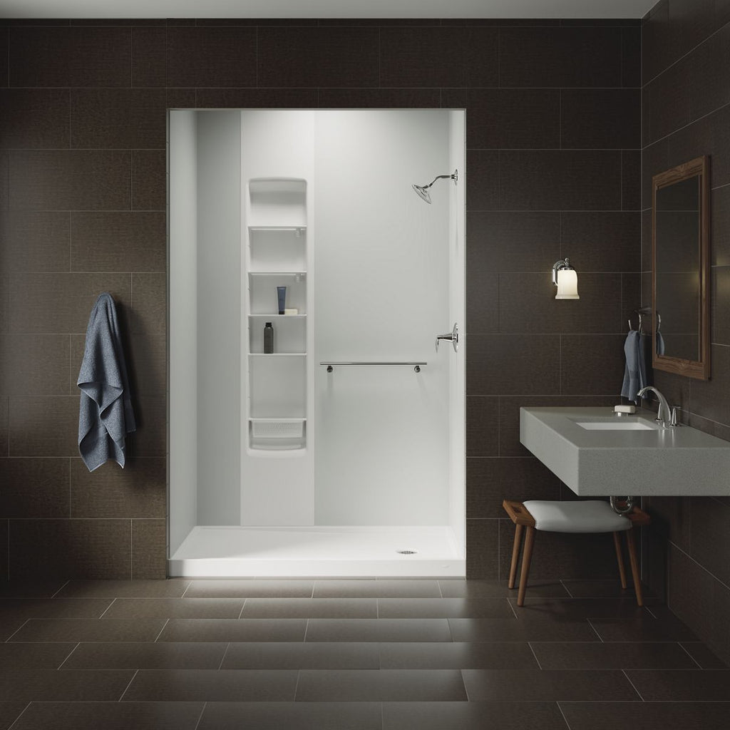 KOHLER K-8458-96 Rely 60" X 32" Alcove Shower Base, Right Drain - Biscuit