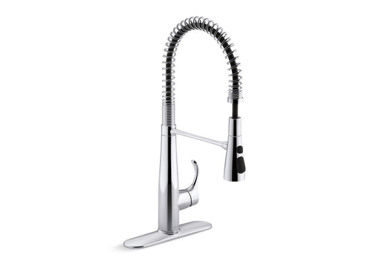 KOHLER K-22033-CP Simplice Semi-Professional Kitchen Sink Faucet With Three-Function Sprayhead In Polished Chrome