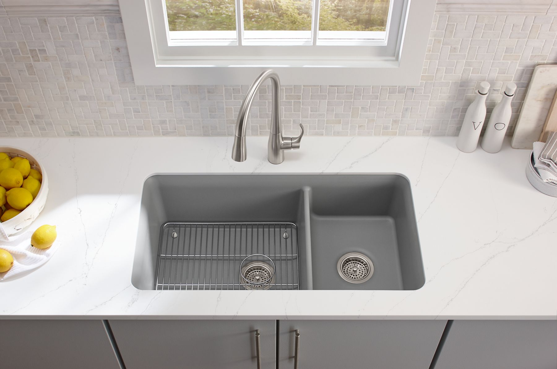 KOHLER K-596-VS Simplice Pull-Down Kitchen Sink Faucet With Three-Function Sprayhead - Vibrant Stainless
