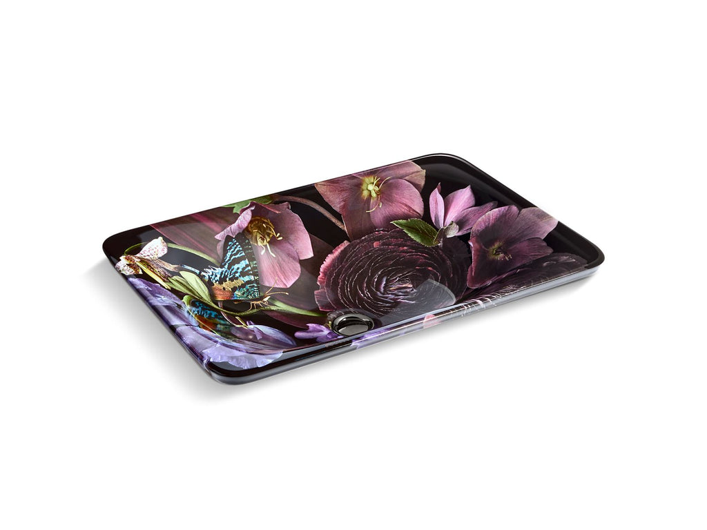 KOHLER K-30334-DM2-0 Dutchmaster Midnight Floral Carillon 21-1/4" Rectangular Drop-In Bathroom Sink, No Overflow - Midnight Floral