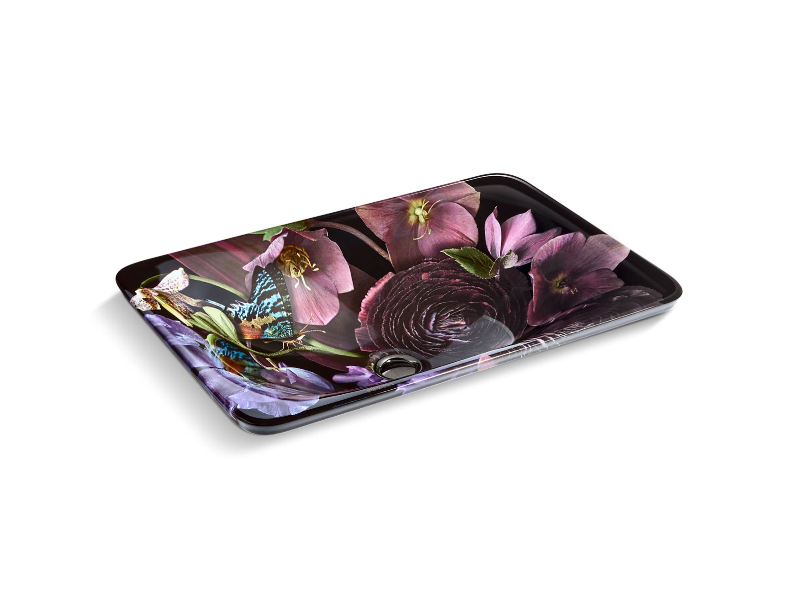 KOHLER K-30334-DM2-0 Dutchmaster Midnight Floral Carillon 21-1/4" Rectangular Drop-In Bathroom Sink, No Overflow - Midnight Floral