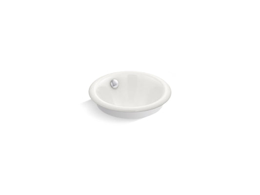 KOHLER K-20211-W-FF Iron Plains 12" Round Drop-In/Undermount/Vessel Bathroom Sink With White Painted Underside In Sea Salt