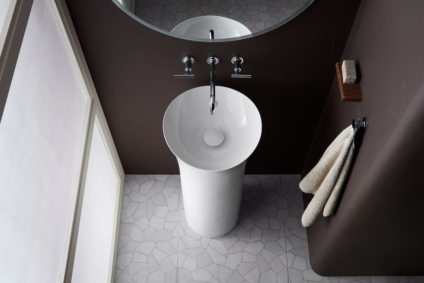 KOHLER K-20701-0 Veil 16" round pedestal bathroom sink - White
