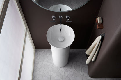 KOHLER K-20701-0 Veil 16" round pedestal bathroom sink - White