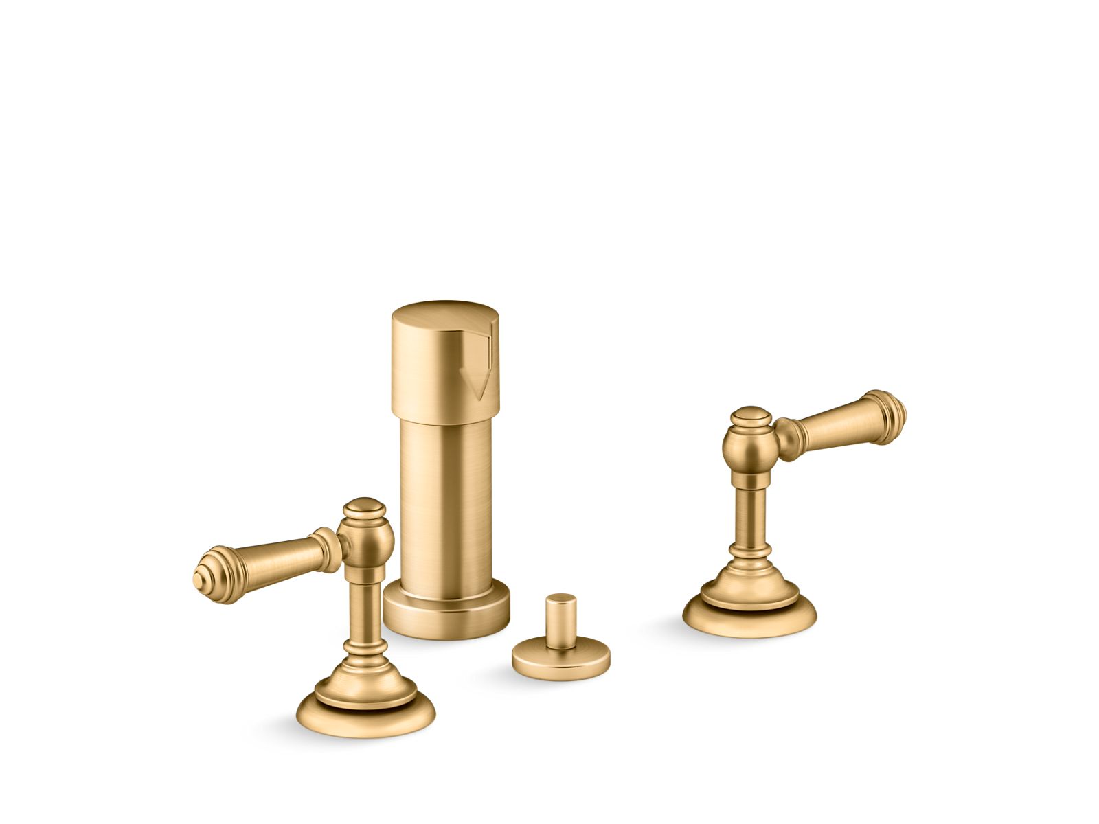 KOHLER K-72765-4-2MB Artifacts Widespread Bidet Faucet With Lever Handles - Vibrant Brushed Moderne Brass