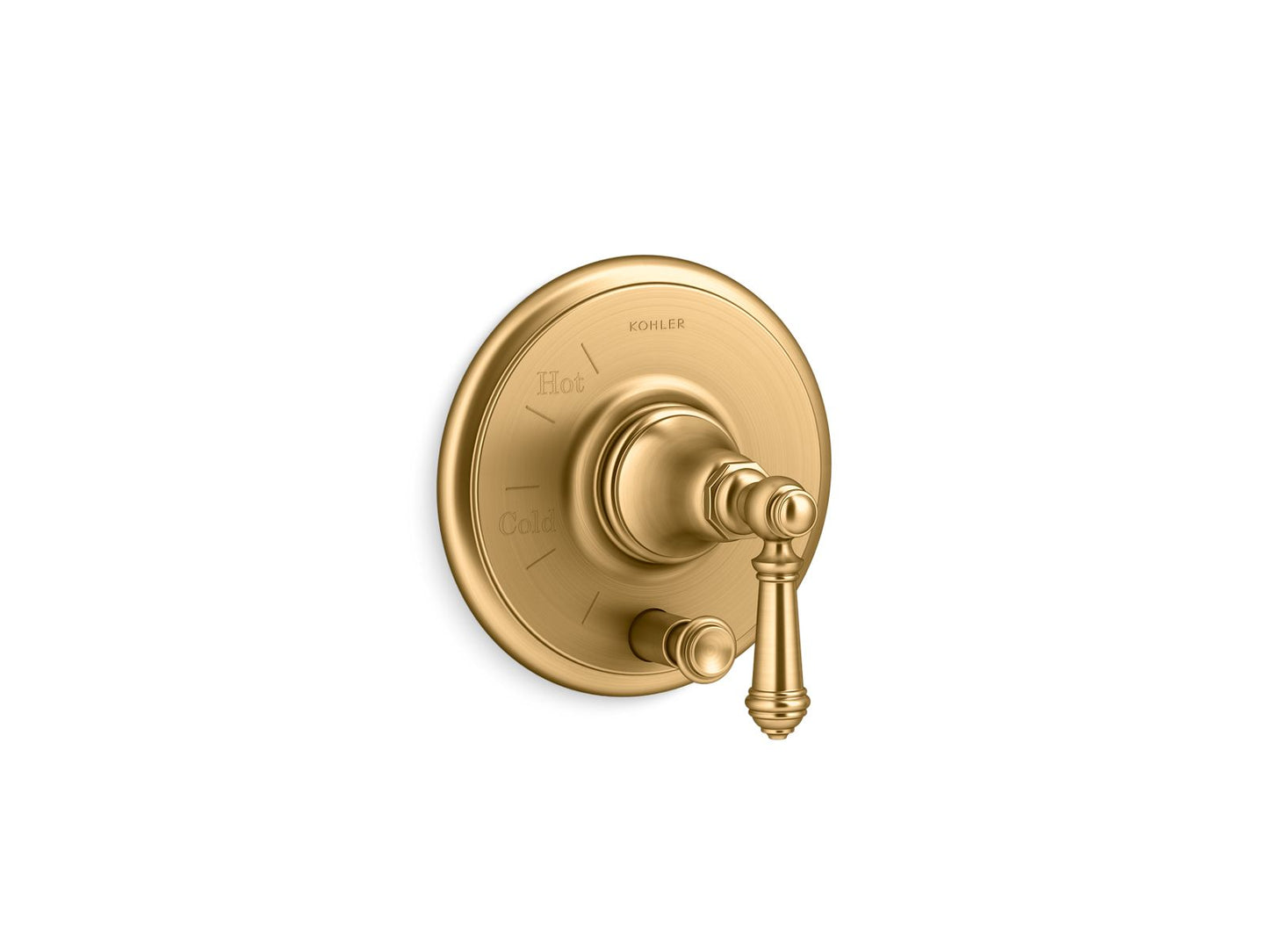 KOHLER K-T72768-4-2MB Artifacts Rite-Temp Valve Trim With Push-Button Diverter And Lever Handle In Vibrant Brushed Moderne Brass