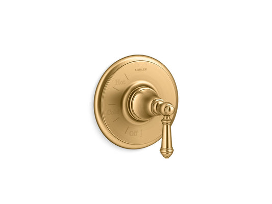 KOHLER K-TS72767-4-2MB Artifacts Rite-Temp valve trim with lever handle - Vibrant Brushed Moderne Brass
