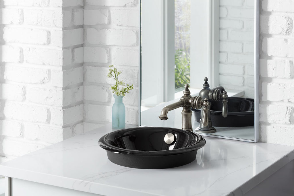 KOHLER K-20211-0 Iron Plains 12" Round Drop-In/Undermount/Vessel Bathroom Sink - White