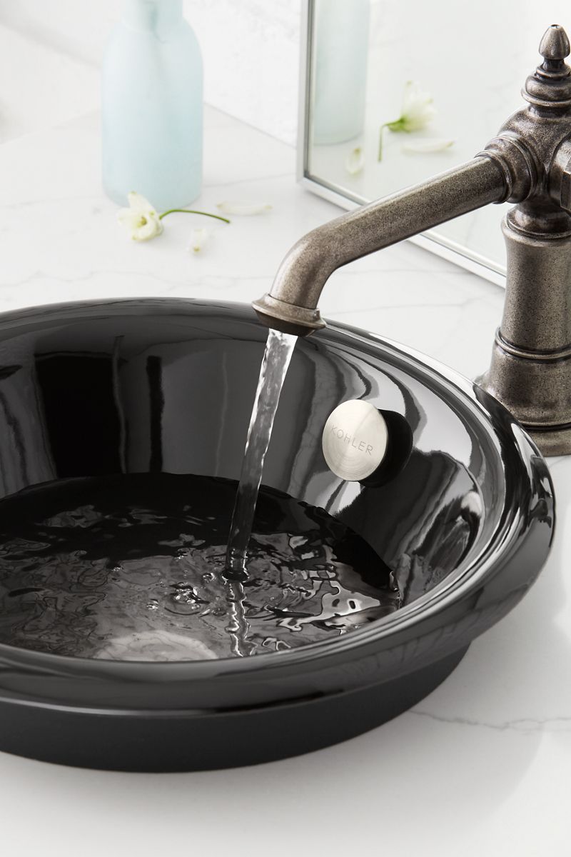 KOHLER K-20211-0 Iron Plains 12" Round Drop-In/Undermount/Vessel Bathroom Sink - White