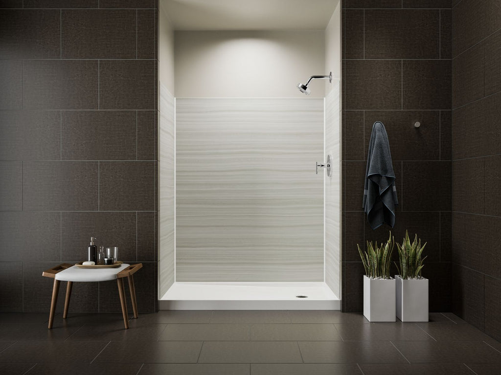 KOHLER K-8458-96 Rely 60" X 32" Alcove Shower Base, Right Drain - Biscuit