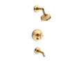 KOHLER K-T14420-3-2MB Purist Rite-Temp Bath And Shower Trim Kit With Push-Button Diverter And Cross Handle, 2.5 Gpm - Vibrant Brushed Moderne Brass
