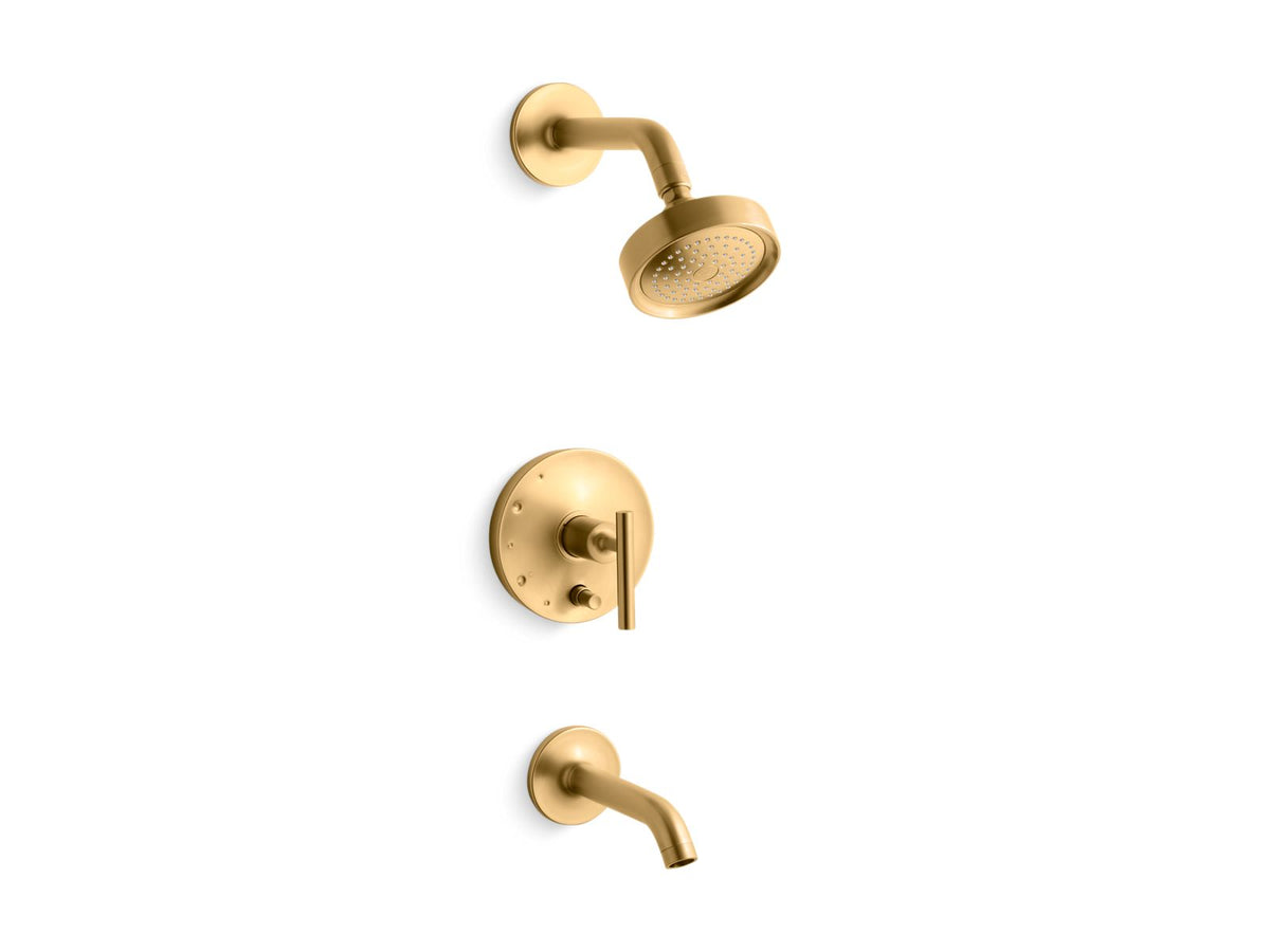 KOHLER K-T14420-4-2MB Purist Rite-Temp Bath And Shower Trim Kit With Push-Button Diverter And Lever Handle, 2.5 Gpm - Vibrant Brushed Moderne Brass