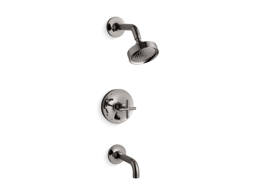 KOHLER K-T14421-3-TT Purist Rite-Temp Bath And Shower Trim Kit With Push-Button Diverter And Cross Handle, 2.5 Gpm In Vibrant Titanium