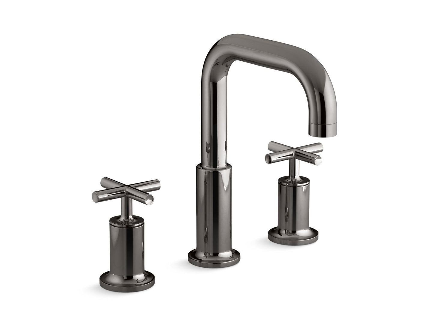 KOHLER K-T14428-3-TT Purist Deck-Mount Bath Faucet Trim With Cross Handles In Vibrant Titanium