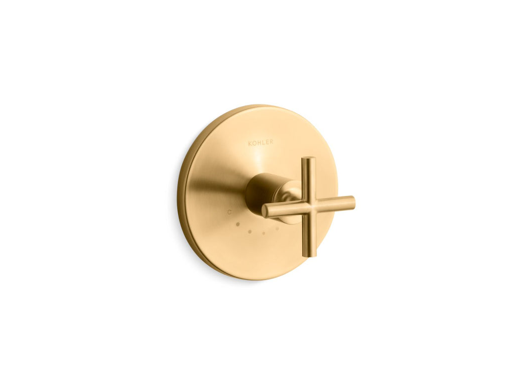 KOHLER K-T14488-3-2MB Purist Mastershower Temperature Control Valve Trim With Cross Handle - Vibrant Brushed Moderne Brass