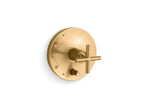 KOHLER K-T14501-3-2MB Purist Rite-Temp Valve Trim With Push-Button Diverter And Cross Handle - Vibrant Brushed Moderne Brass