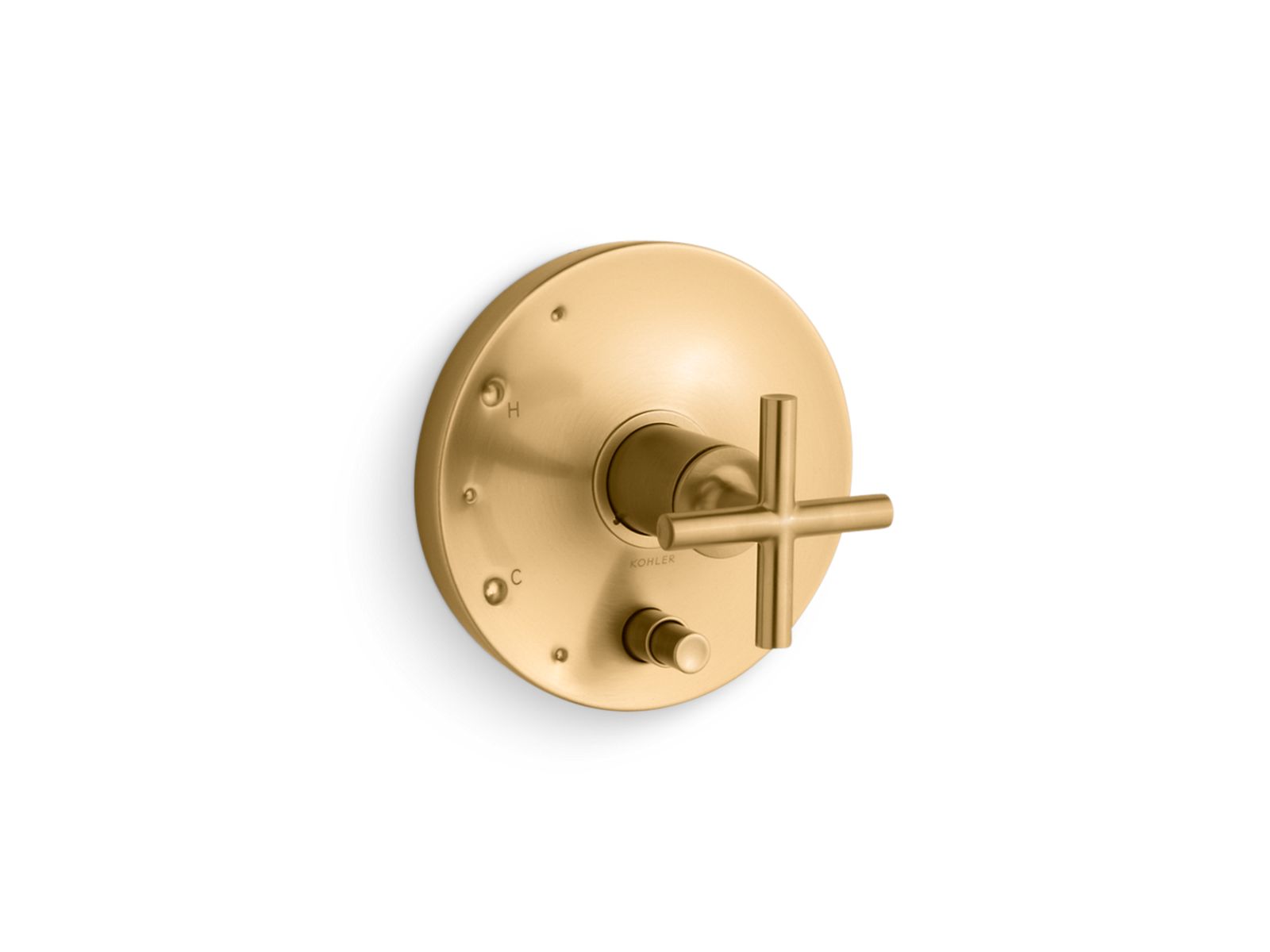 KOHLER K-T14501-3-2MB Purist Rite-Temp Valve Trim With Push-Button Diverter And Cross Handle - Vibrant Brushed Moderne Brass