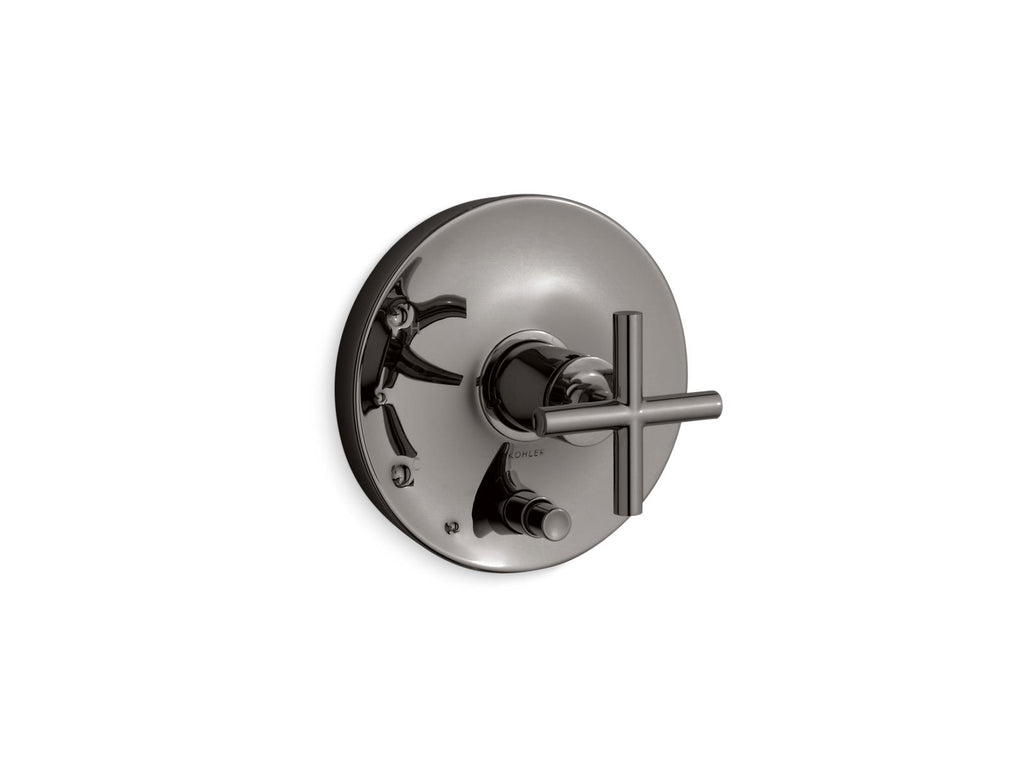 KOHLER K-T14501-3-TT Purist Rite-Temp Valve Trim With Push-Button Diverter And Cross Handle - Vibrant Titanium