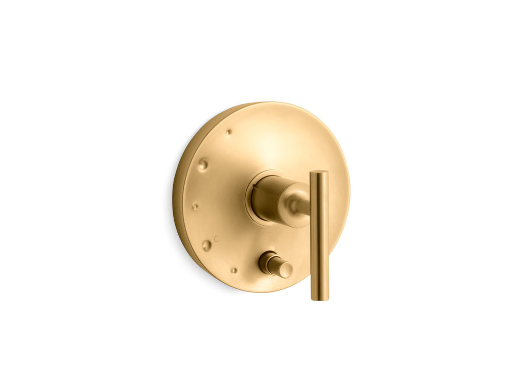 KOHLER K-T14501-4-2MB Purist Rite-Temp Valve Trim With Push-Button Diverter And Lever Handle - Vibrant Brushed Moderne Brass