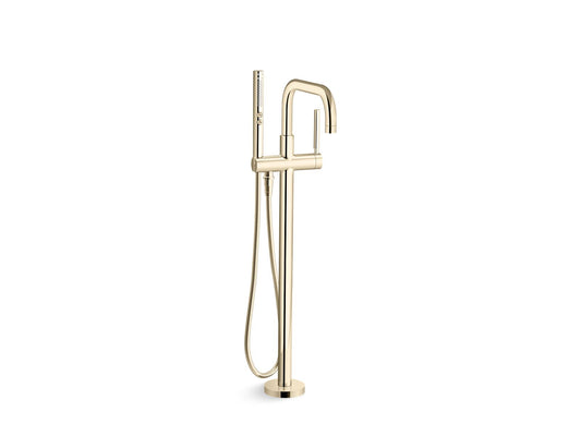 KOHLER K-T97328-4-AF Purist Floor-Mount Bath Filler Trim With Handshower In Vibrant French Gold