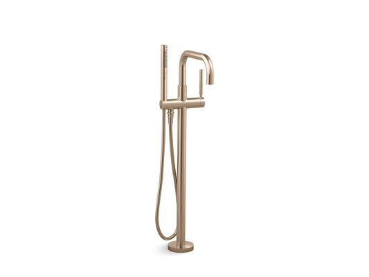 KOHLER K-T97328-4-BV Purist Floor-Mount Bath Filler Trim With Handshower In Vibrant Brushed Bronze