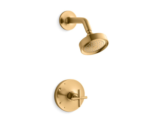 KOHLER K-TS14422-3-2MB Purist Rite-Temp shower trim kit with cross handle, 2.5 gpm - Vibrant Brushed Moderne Brass
