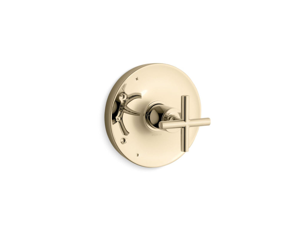 KOHLER K-TS14423-3-AF Purist Rite-Temp Valve Trim With Cross Handle - Vibrant French Gold