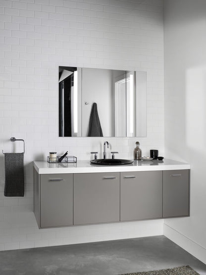 KOHLER K-75748-HD2-7 Sartorial Herringbone Carillon 17-1/2" round drop-in bathroom sink, no overflow - Black Sartorial Herringbone