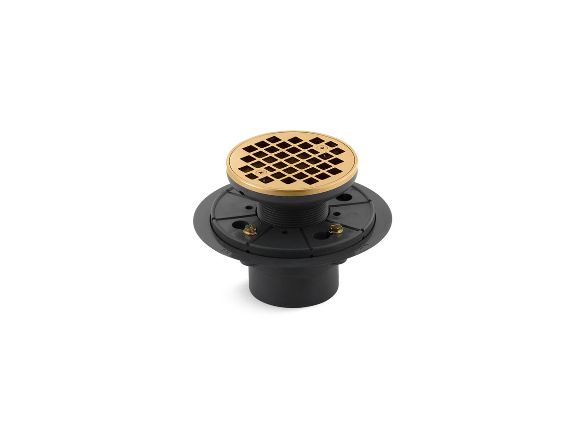 KOHLER K-9135-2MB Clearflo Round Design Tile-In Shower Drain - Vibrant Brushed Moderne Brass