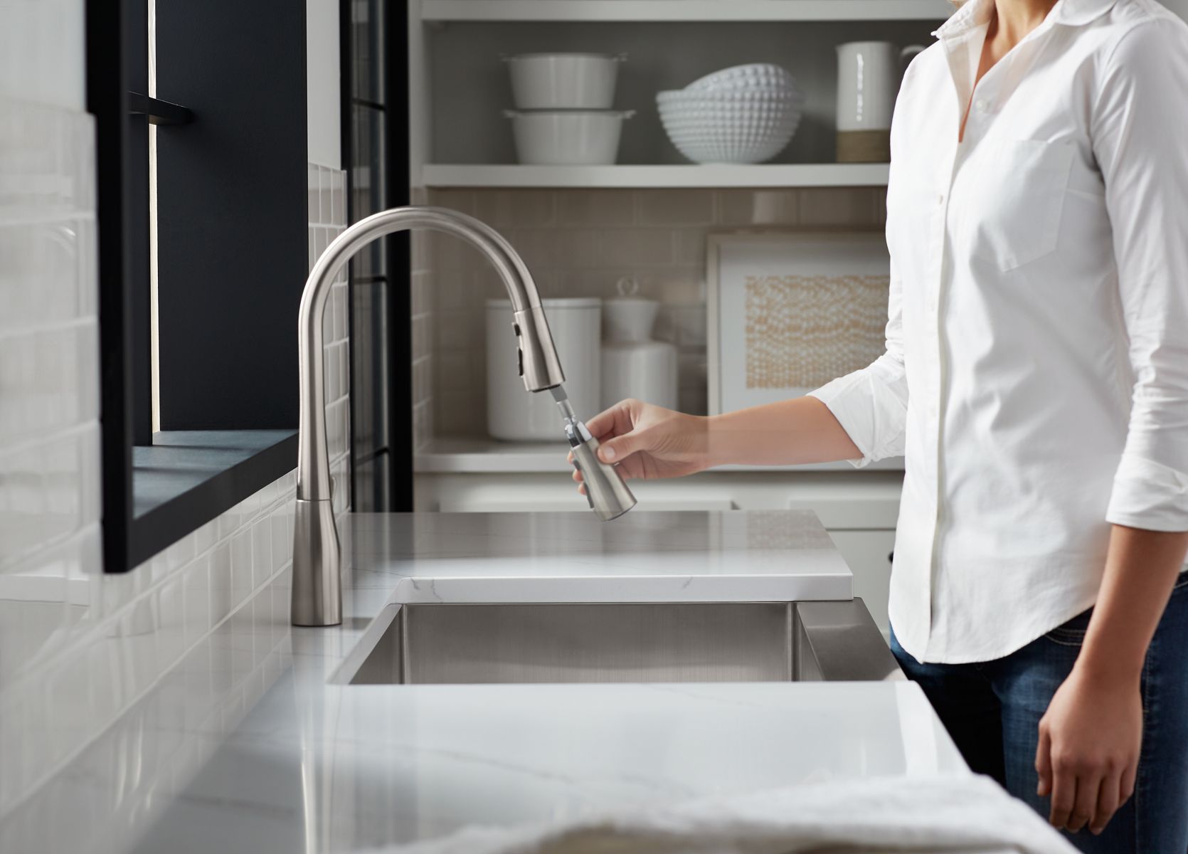 KOHLER K-596-VS Simplice Pull-Down Kitchen Sink Faucet With Three-Function Sprayhead - Vibrant Stainless