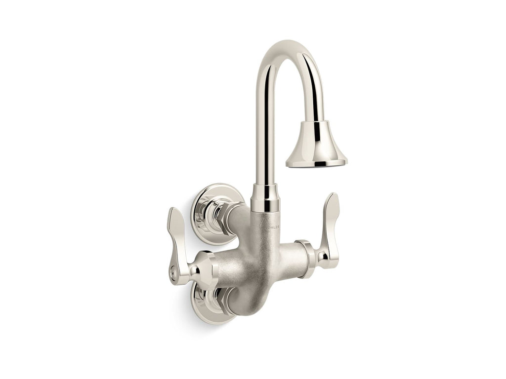 KOHLER K-730T70-4AR-SR Triton Bowe Cannock Wall-Mount Service Sink Faucet, 12 Gpm - Vibrant Bright Nickel