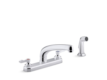 KOHLER K-810T21-4AFA-CP Triton Bowe 1.8 gpm kitchen sink faucet with 8-3/16" swing spout, matching finish sidespray, aerated flow and lever handles - Polished Chrome