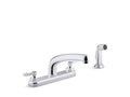 KOHLER K-810T21-4AHA-CP Triton Bowe 1.5 Gpm Kitchen Sink Faucet With 8-3/16" Swing Spout, Matching Finish Sidespray, Aerated Flow And Lever Handles - Polished Chrome