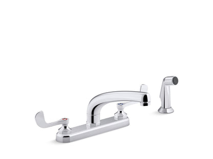 KOHLER K-810T21-5AHA-CP Triton Bowe 1.5 gpm kitchen sink faucet with 8-3/16" swing spout, matching finish sidespray, aerated flow and wristblade handles - Polished Chrome