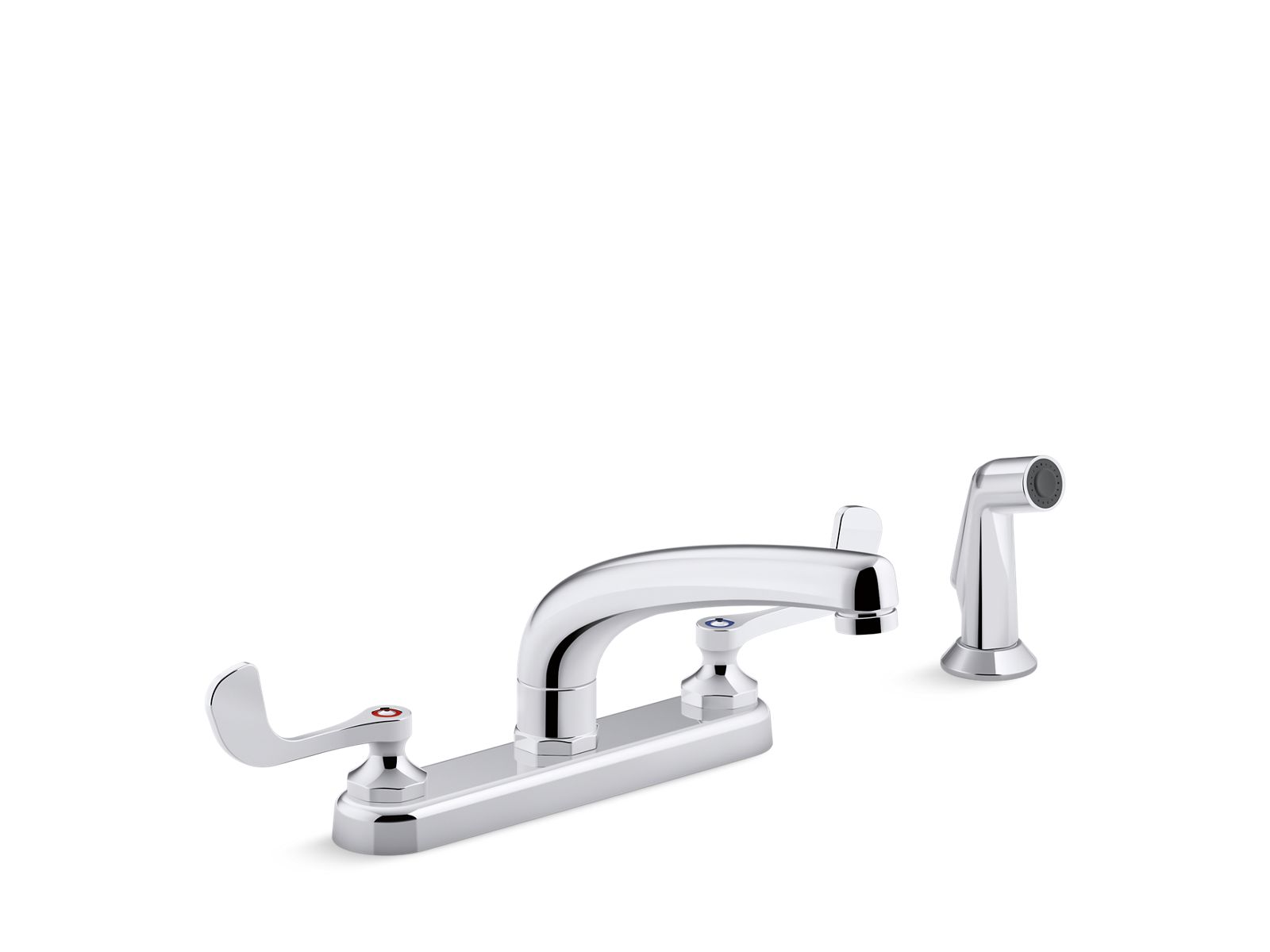 KOHLER K-810T21-5AHA-CP Triton Bowe 1.5 Gpm Kitchen Sink Faucet With 8-3/16" Swing Spout, Matching Finish Sidespray, Aerated Flow And Wristblade Handles - Polished Chrome