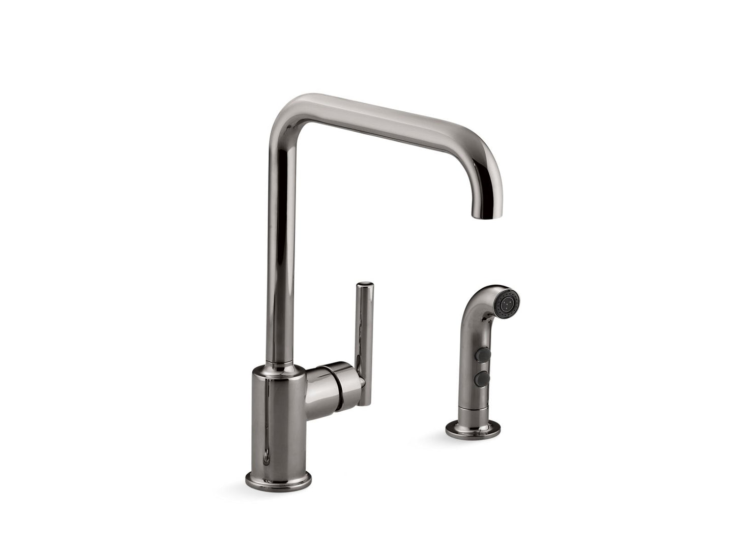 KOHLER K-7508-TT Purist Single-Handle Kitchen Sink Faucet With Side Sprayer In Vibrant Titanium