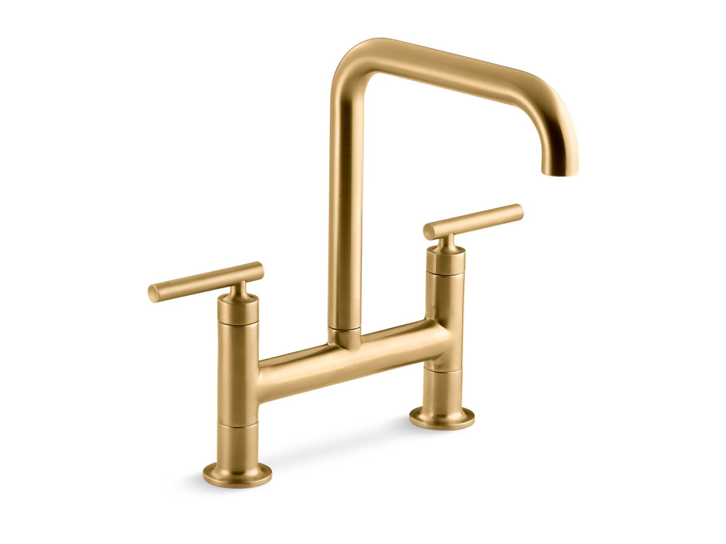 KOHLER K-7547-4-2MB Purist Two-Hole Bridge Kitchen Sink Faucet In Vibrant Brushed Moderne Brass