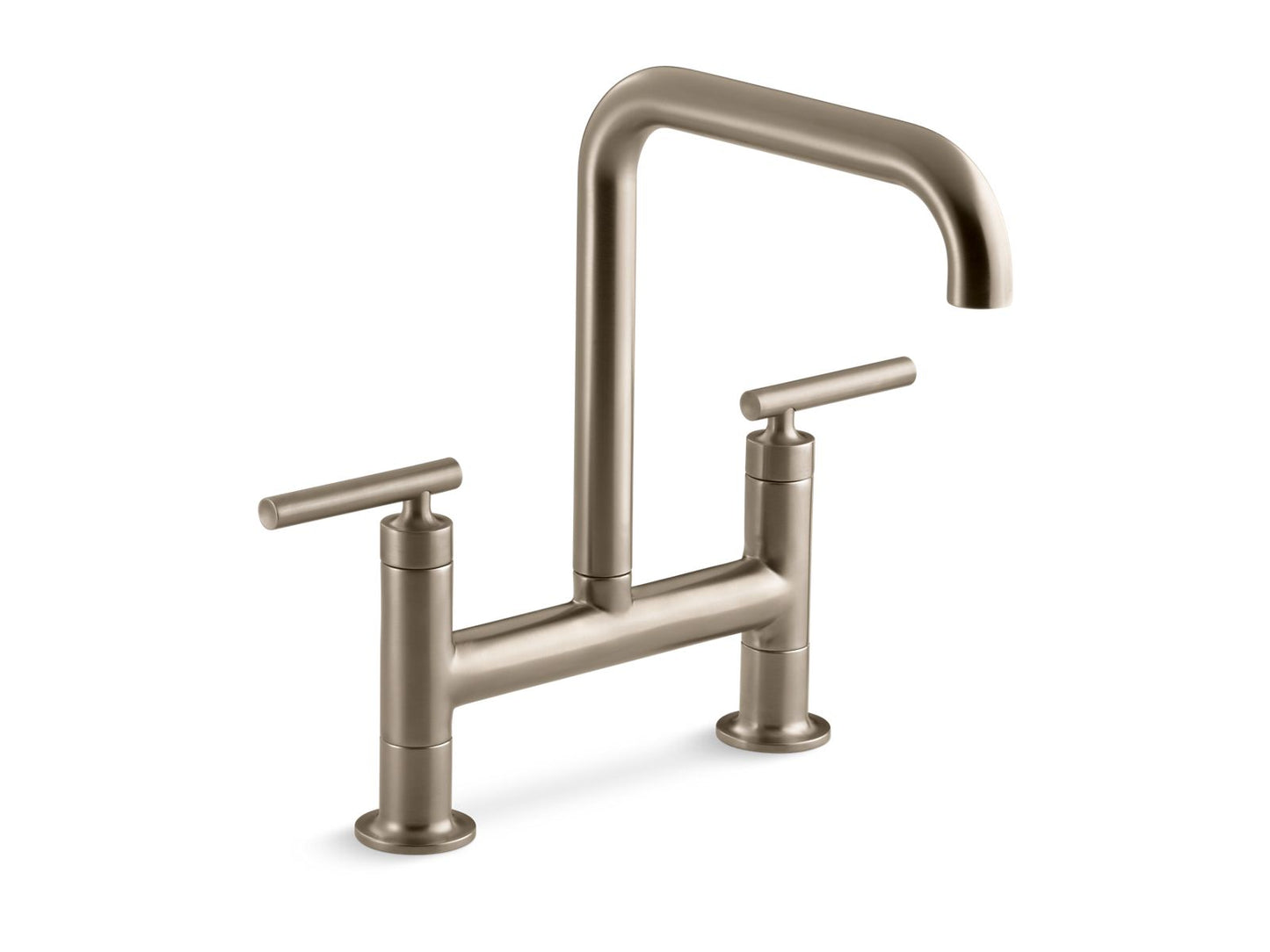 KOHLER K-7547-4-BV Purist Two-Hole Bridge Kitchen Sink Faucet In Vibrant Brushed Bronze