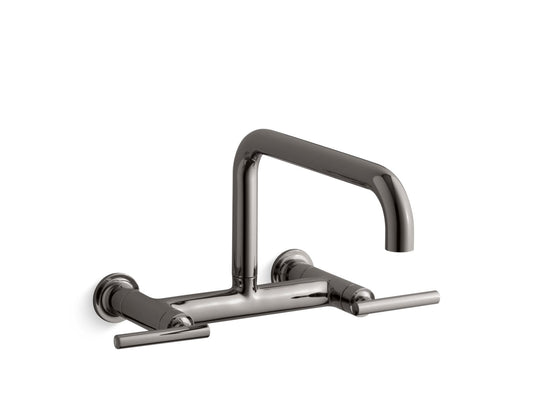 KOHLER K-7549-4-TT Purist Two-Hole Wall-Mount Bridge Kitchen Sink Faucet In Vibrant Titanium