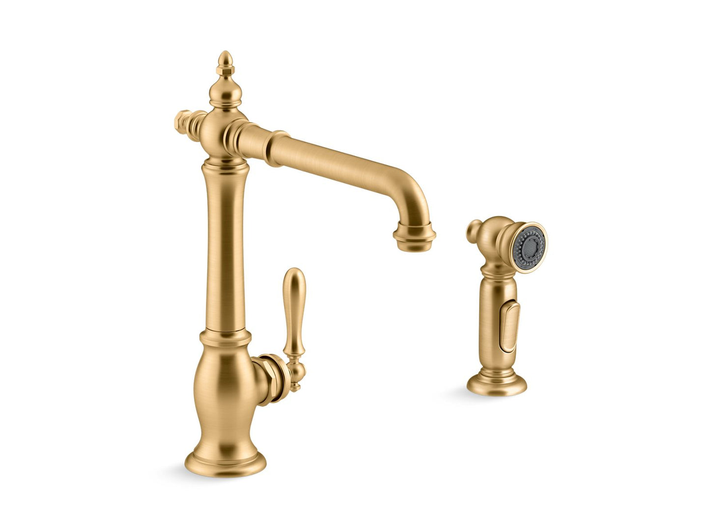 KOHLER K-99265-2MB Artifacts Single-Handle Kitchen Sink Faucet With Side Sprayer In Vibrant Brushed Moderne Brass