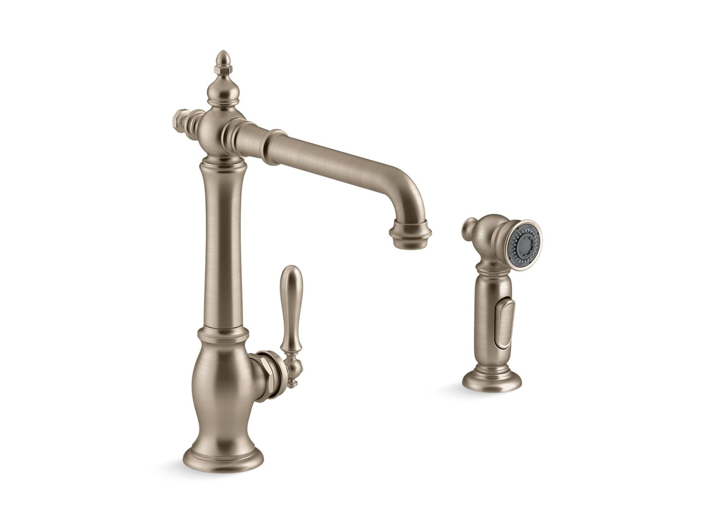 KOHLER K-99265-BV Artifacts Single-Handle Kitchen Sink Faucet With Side Sprayer In Vibrant Brushed Bronze