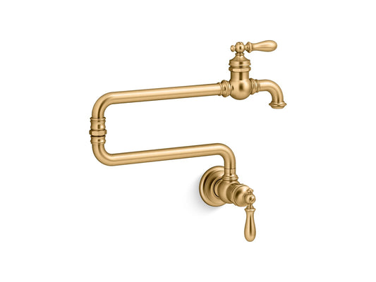 KOHLER K-99270-2MB Artifacts Wall-Mount Pot Filler In Vibrant Brushed Moderne Brass