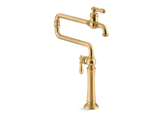 KOHLER K-99271-2MB Artifacts Deck-Mount Pot Filler In Vibrant Brushed Moderne Brass