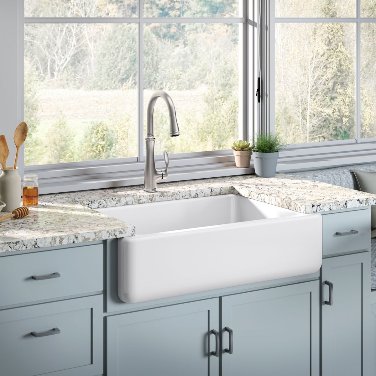 KOHLER K-5827-TRF Whitehaven 32-3/4" Undermount Single-Bowl Farmhouse Kitchen Sink - Truffle